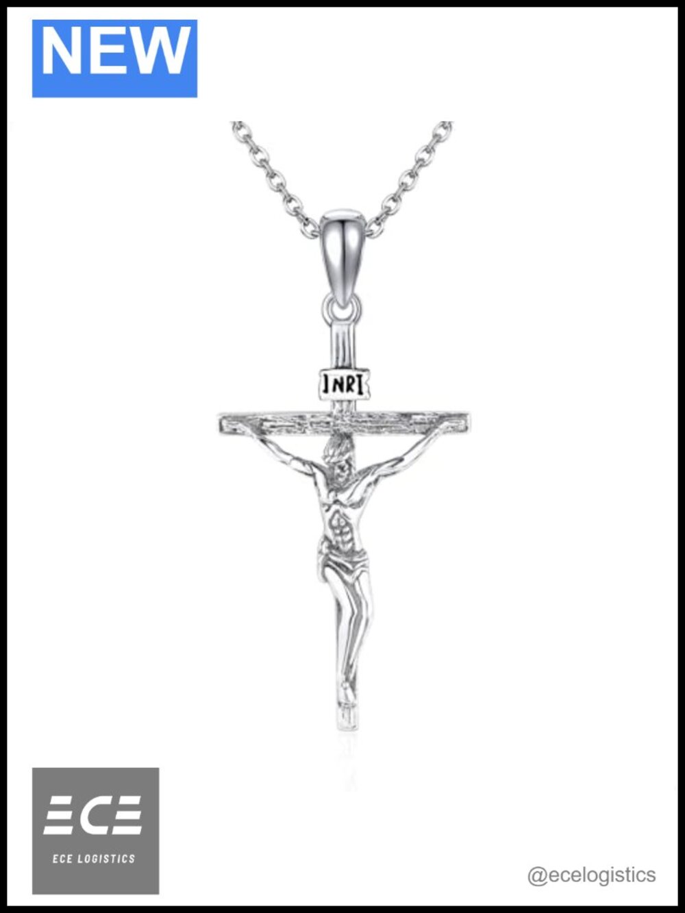 925 Sterling Silver Crucifix Pendant Necklace 18 Inch Adjustable Christian Gift